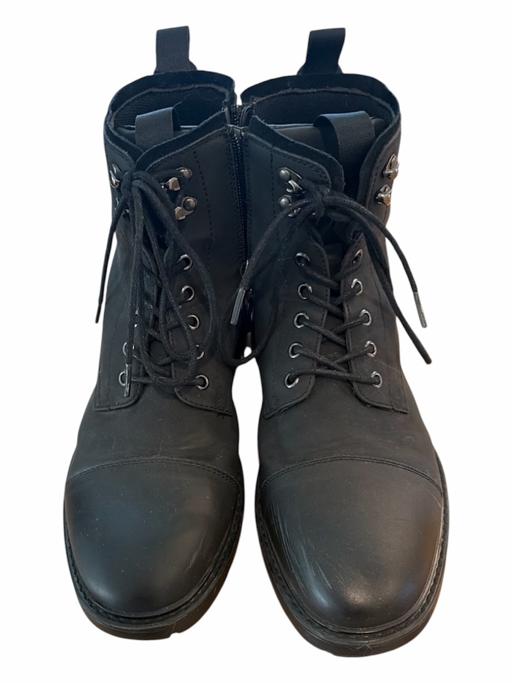 Vostey Black Lace-Up Military Style Boots Size 10
